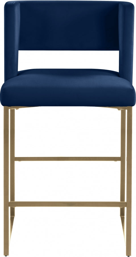 Caleb Blue Velvet Counter Stool, Set of 2 from Meridian - Luna Furniture