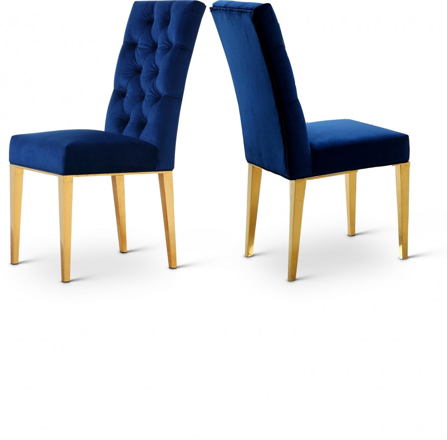 Capri Blue Velvet Dining Chair, Set of 2 from Meridian - Luna Furniture