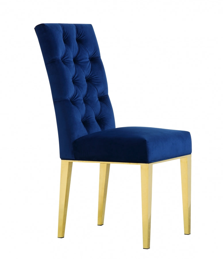 Capri Blue Velvet Dining Chair, Set of 2 from Meridian - Luna Furniture