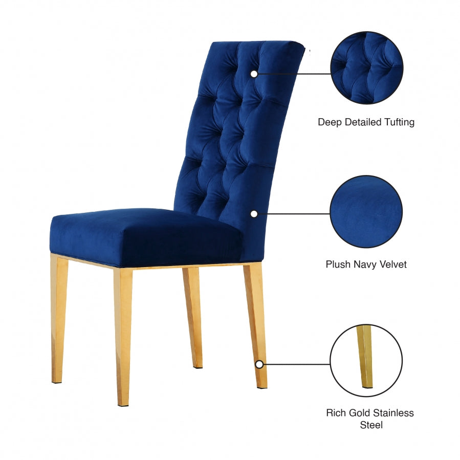 Capri Blue Velvet Dining Chair, Set of 2 from Meridian - Luna Furniture