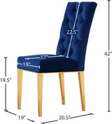 Capri Blue Velvet Dining Chair, Set of 2 from Meridian - Luna Furniture