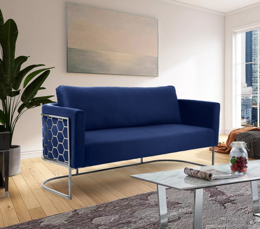 Casa Blue Velvet Sofa from Meridian - Luna Furniture