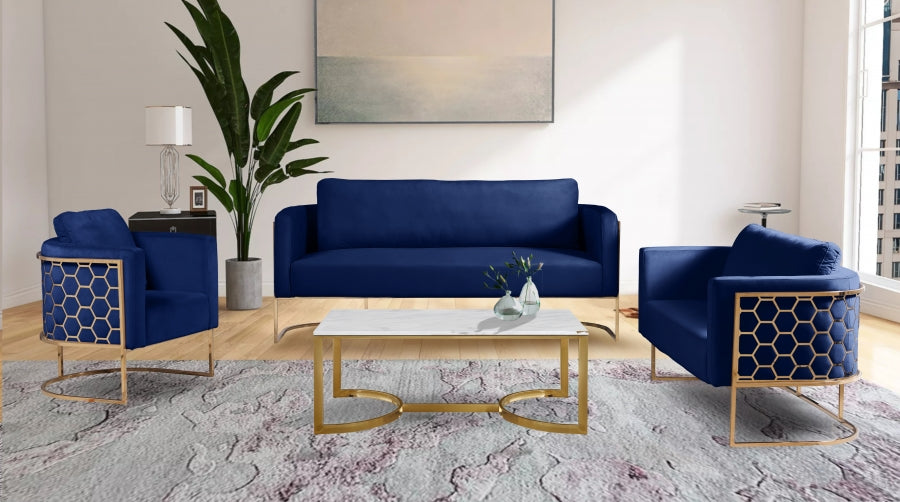 Casa Blue Velvet Sofa from Meridian - Luna Furniture