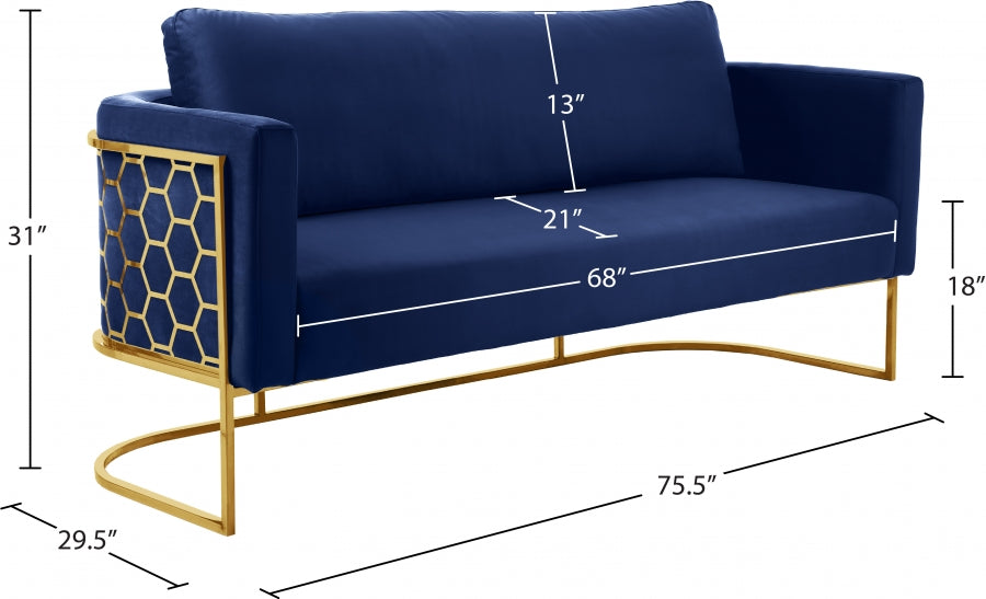 Casa Blue Velvet Sofa from Meridian - Luna Furniture