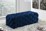 Casey Blue Velvet Ottoman | Bench from Meridian - Luna Furniture