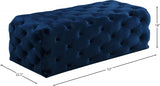 Casey Blue Velvet Ottoman | Bench from Meridian - Luna Furniture