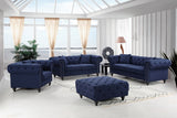 Chesterfield Blue Linen Textured Chair from Meridian - Luna Furniture