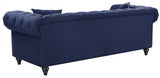 Chesterfield Blue Linen Textured Loveseat from Meridian - Luna Furniture