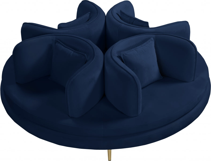 Circlet Blue Velvet Roundabout Sofa from Meridian - Luna Furniture