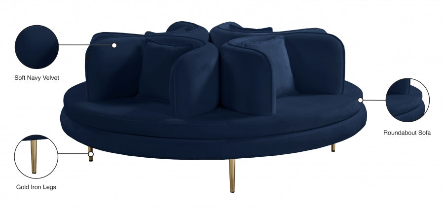 Circlet Blue Velvet Roundabout Sofa from Meridian - Luna Furniture