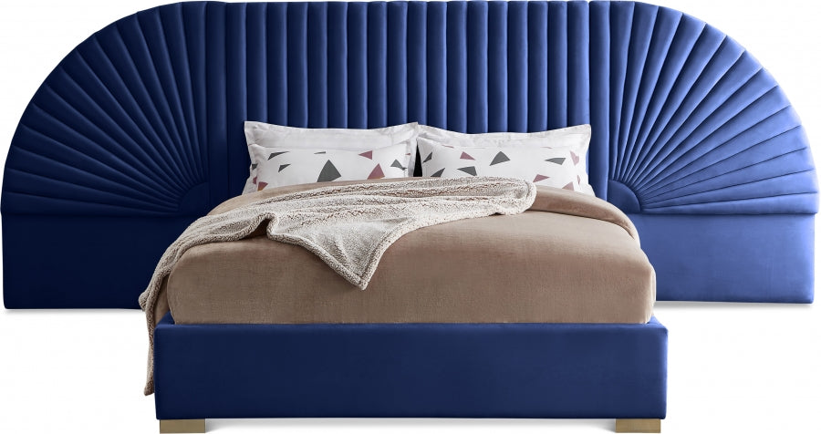 Cleo Blue Velvet King Bed from Meridian - Luna Furniture