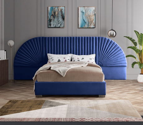 Cleo Blue Velvet King Bed from Meridian - Luna Furniture