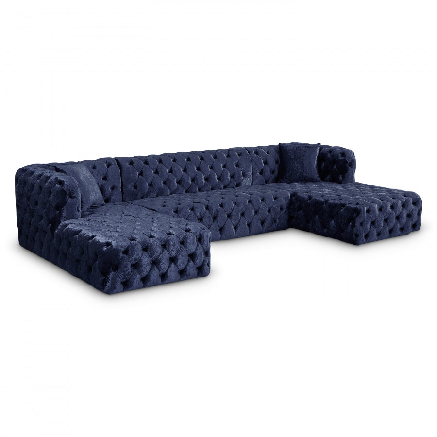 Blue Coco Velvet 3pc. Sectional from Meridian - Luna Furniture