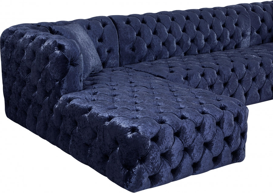 Blue Coco Velvet 3pc. Sectional from Meridian - Luna Furniture