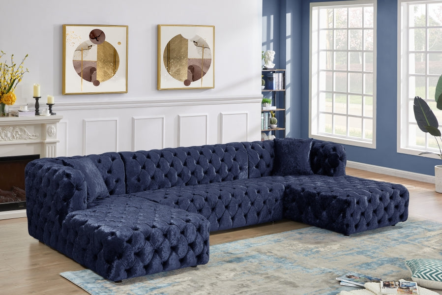 Blue Coco Velvet 3pc. Sectional from Meridian - Luna Furniture