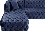 Blue Coco Velvet 3pc. Sectional from Meridian - Luna Furniture