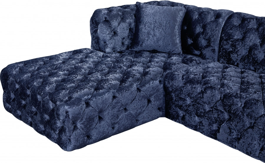 Blue Coco Velvet 3pc. Sectional from Meridian - Luna Furniture