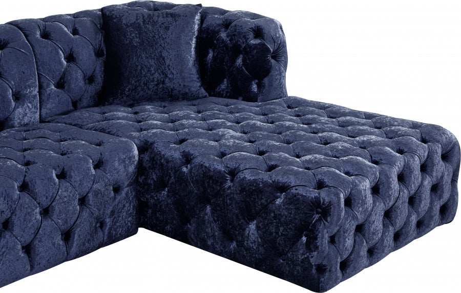 Blue Coco Velvet 3pc. Sectional from Meridian - Luna Furniture