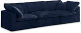 Cozy Blue Velvet Modular Fiber Filled Cloud-Like Comfort Overstuffed 119" Sofa from Meridian - Luna Furniture