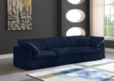 Cozy Blue Velvet Modular Fiber Filled Cloud-Like Comfort Overstuffed 119" Sofa from Meridian - Luna Furniture