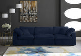 Cozy Blue Velvet Modular Fiber Filled Cloud-Like Comfort Overstuffed 119" Sofa from Meridian - Luna Furniture