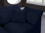 Cozy Blue Velvet Modular Fiber Filled Cloud-Like Comfort Overstuffed 119" Sofa from Meridian - Luna Furniture