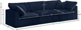 Cozy Blue Velvet Modular Fiber Filled Cloud-Like Comfort Overstuffed 119" Sofa from Meridian - Luna Furniture