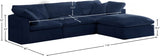 Cozy Blue Velvet Modular Fiber Filled Cloud-Like Comfort Overstuffed Reversible Sectional from Meridian - Luna Furniture