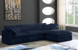 Cozy Blue Velvet Modular Fiber Filled Cloud-Like Comfort Overstuffed Reversible Sectional from Meridian - Luna Furniture