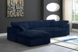 Cozy Blue Velvet Modular Fiber Filled Cloud-Like Comfort Overstuffed Reversible Sectional from Meridian - Luna Furniture