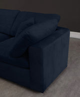 Cozy Blue Velvet Modular Fiber Filled Cloud-Like Comfort Overstuffed Reversible Sectional from Meridian - Luna Furniture