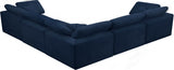 Cozy Blue Velvet Modular Fiber Filled Cloud-Like Comfort Overstuffed Reversible Sectional from Meridian - Luna Furniture