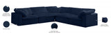 Cozy Blue Velvet Modular Fiber Filled Cloud-Like Comfort Overstuffed Reversible Sectional from Meridian - Luna Furniture