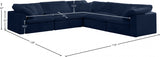 Cozy Blue Velvet Modular Fiber Filled Cloud-Like Comfort Overstuffed Reversible Sectional from Meridian - Luna Furniture