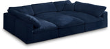 Cozy Blue Velvet Modular Fiber Filled Cloud-Like Comfort Overstuffed Reversible Sectional from Meridian - Luna Furniture