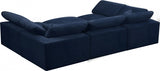 Cozy Blue Velvet Modular Fiber Filled Cloud-Like Comfort Overstuffed Reversible Sectional from Meridian - Luna Furniture