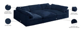 Cozy Blue Velvet Modular Fiber Filled Cloud-Like Comfort Overstuffed Reversible Sectional from Meridian - Luna Furniture