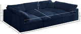 Cozy Blue Velvet Modular Fiber Filled Cloud-Like Comfort Overstuffed Reversible Sectional from Meridian - Luna Furniture