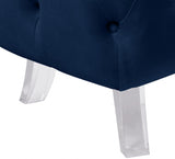 Crescent Blue Velvet Ottoman from Meridian - Luna Furniture