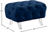 Crescent Blue Velvet Ottoman from Meridian - Luna Furniture