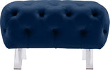 Crescent Blue Velvet Ottoman from Meridian - Luna Furniture