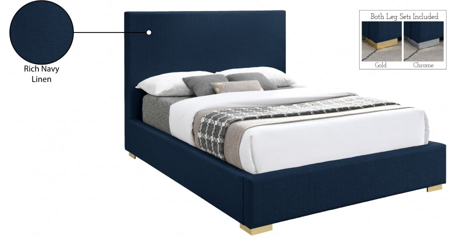 Crosby Blue Linen Textured Queen Bed from Meridian - Luna Furniture