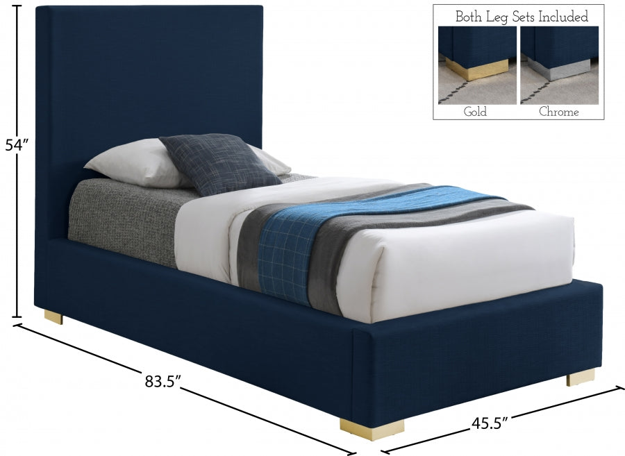 Crosby Blue Linen Textured Twin Bed from Meridian - Luna Furniture