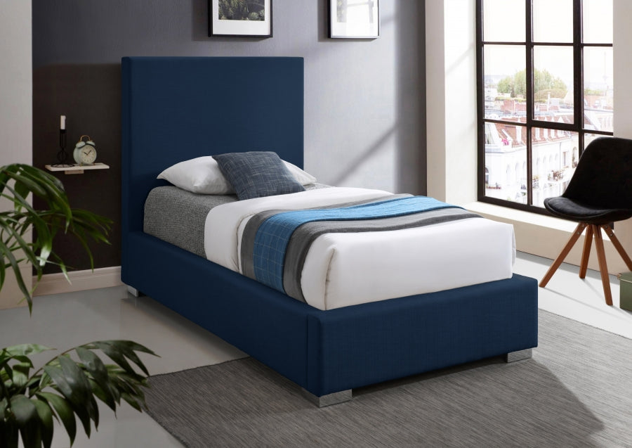 Crosby Blue Linen Textured Twin Bed from Meridian - Luna Furniture