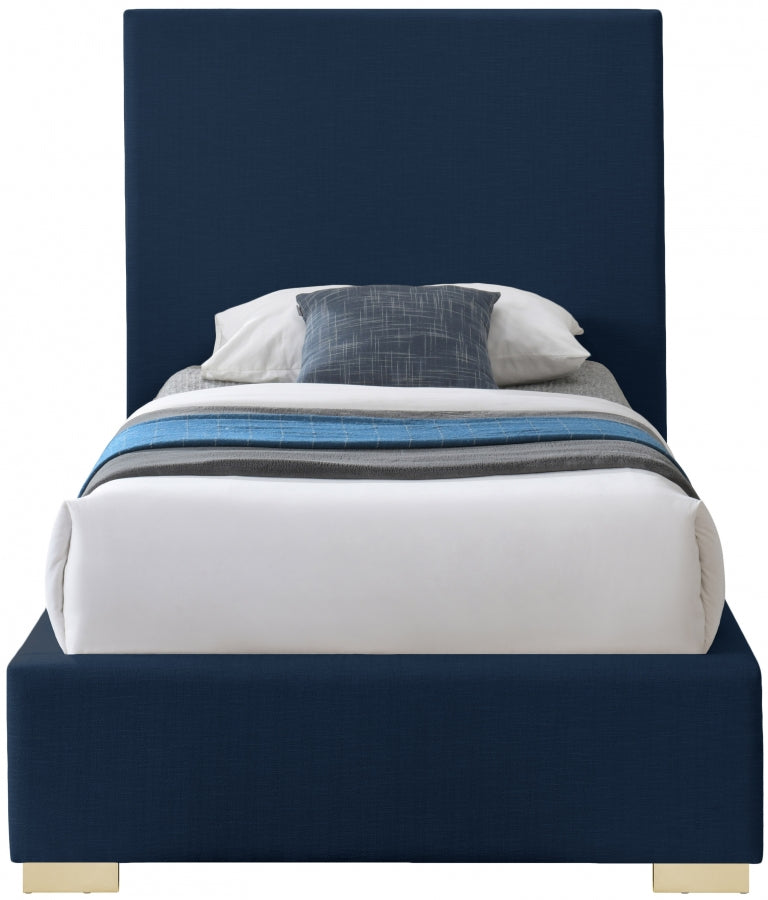 Crosby Blue Linen Textured Twin Bed from Meridian - Luna Furniture