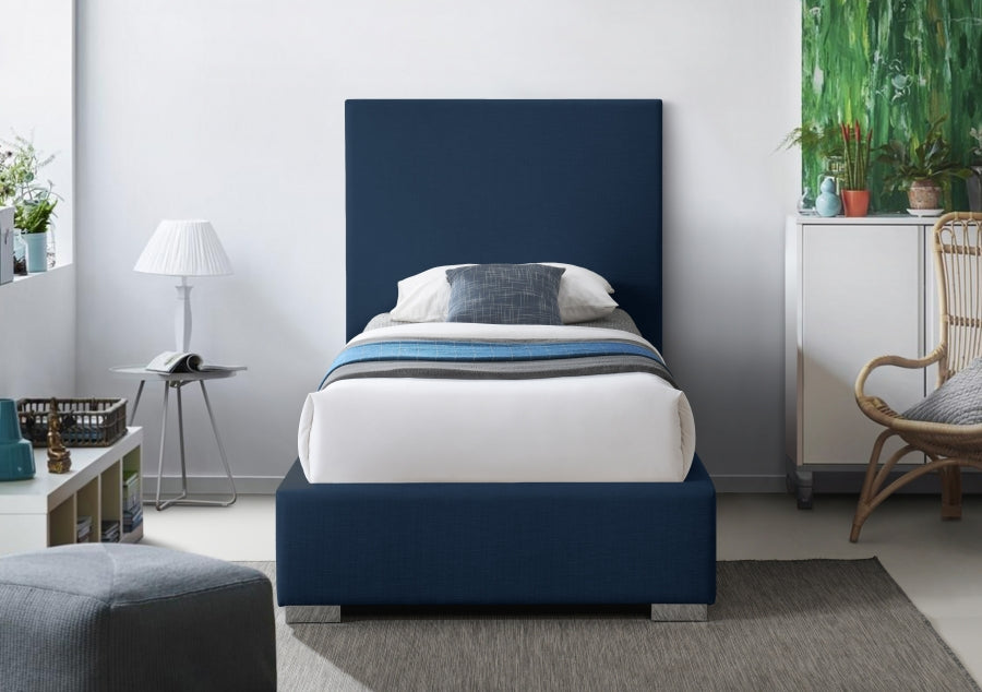 Crosby Blue Linen Textured Twin Bed from Meridian - Luna Furniture