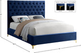 Cruz Blue Velvet Queen Bed from Meridian - Luna Furniture