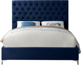 Cruz Blue Velvet Queen Bed from Meridian - Luna Furniture