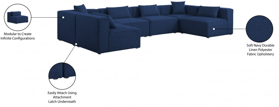 Cube Blue Modular Sectional from Meridian - Luna Furniture