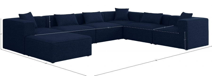 Cube Blue Modular Sectional from Meridian - Luna Furniture